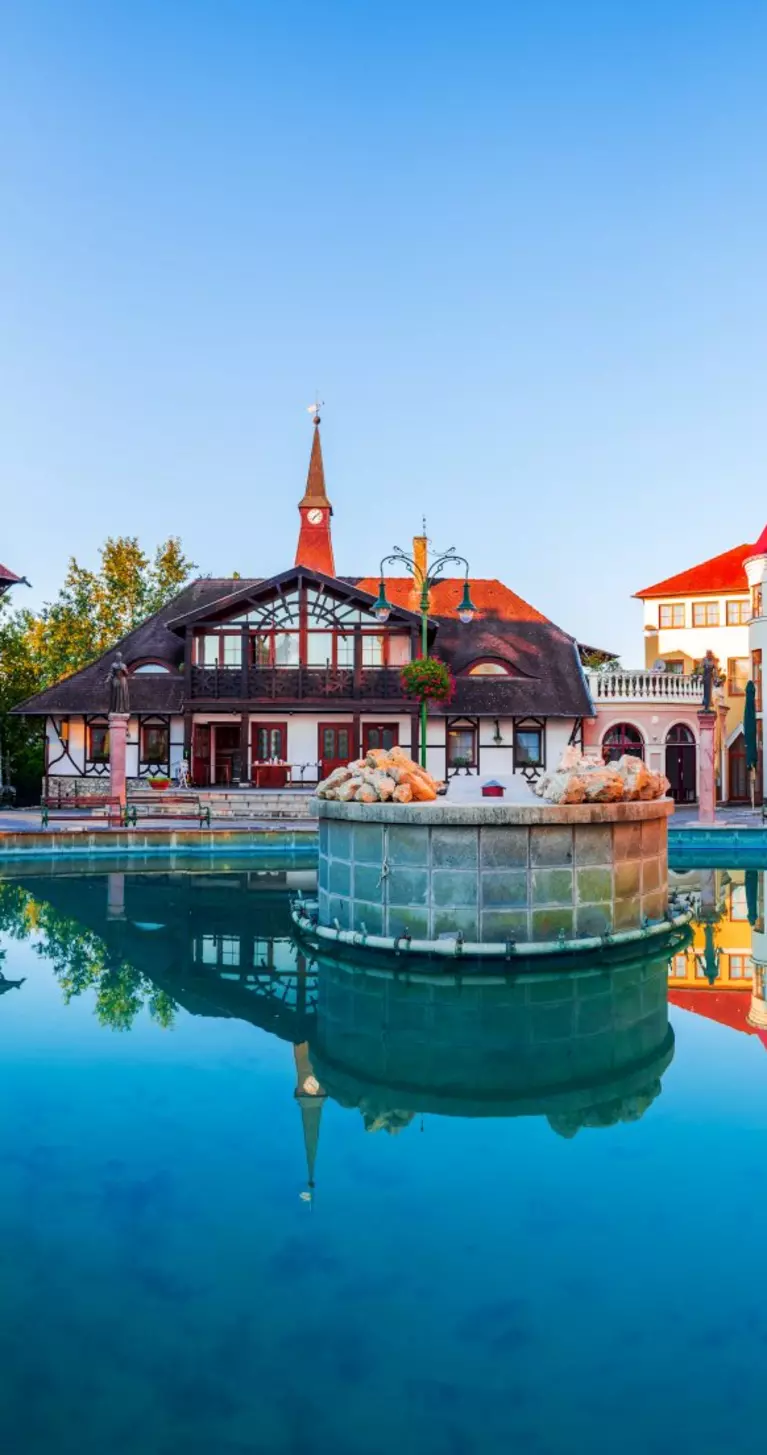 Panorama of historical architectural Courtyard of Europe in Komarno, Slovakia