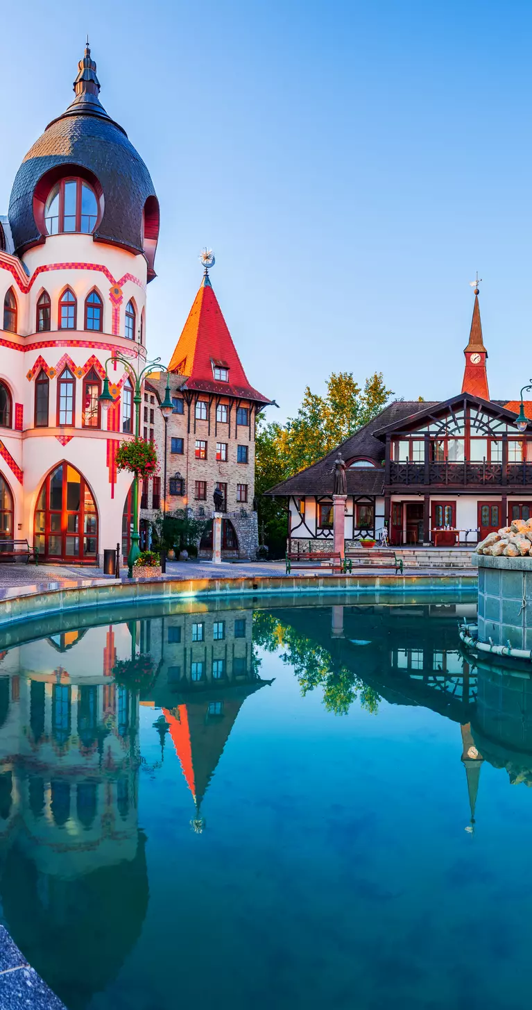 Panorama of historical architectural Courtyard of Europe in Komarno, Slovakia