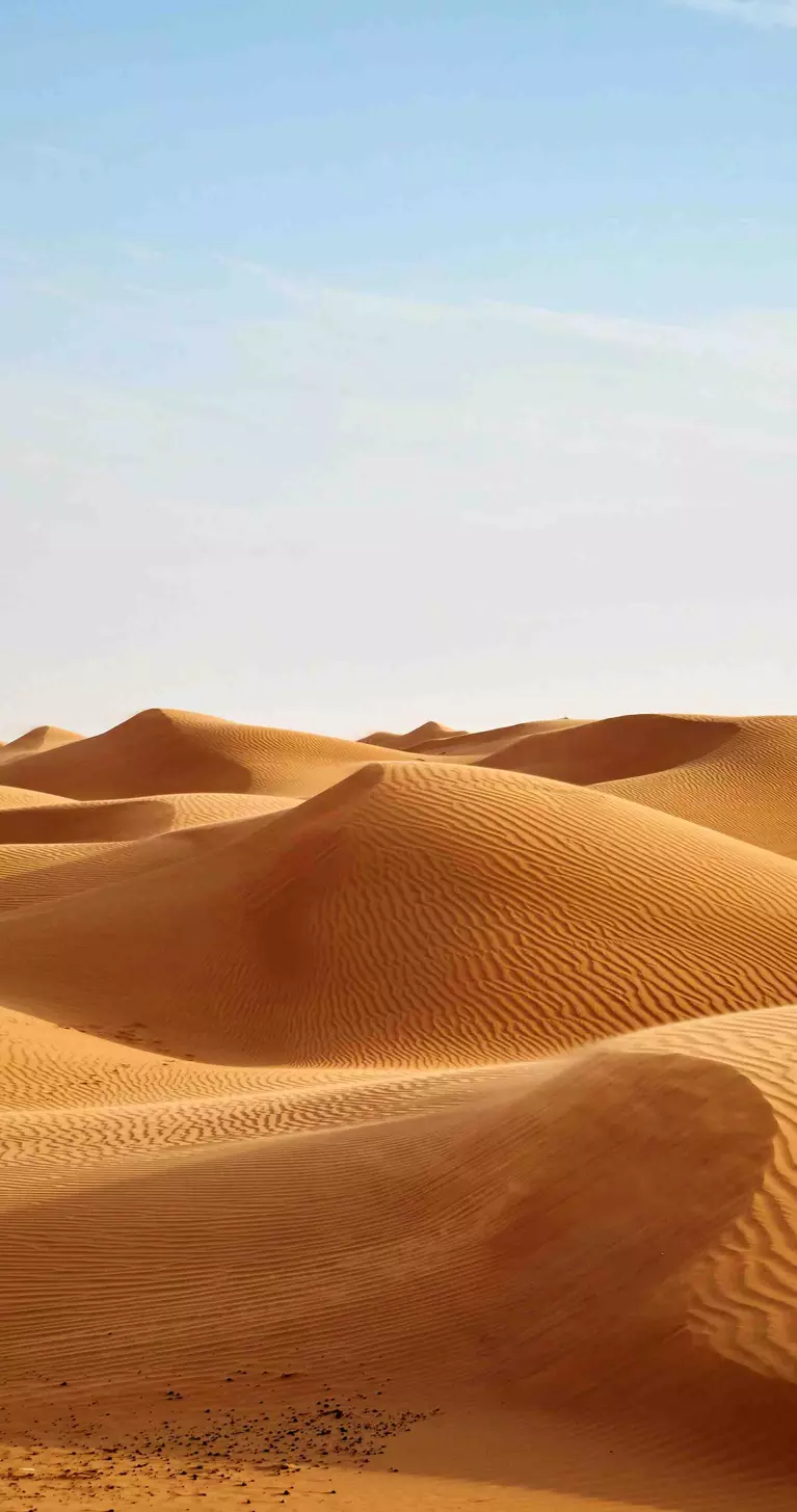 Wind blowing on the desert sand dunes of Oman