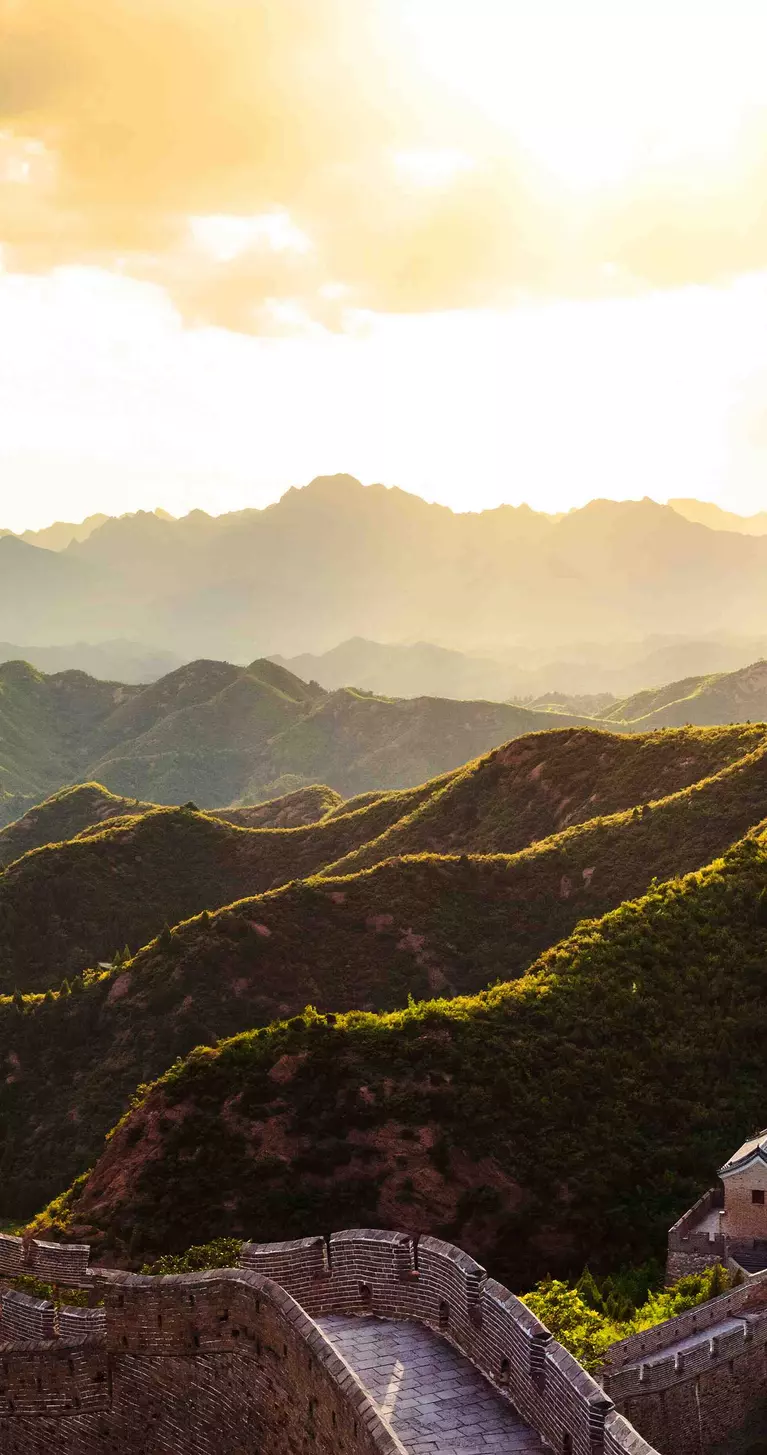 Great Wall of China under sunshine, is the largest man-made project in the world spanning over 20,000 km