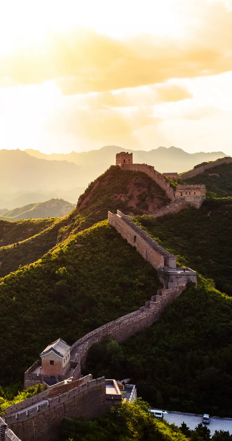 Great Wall of China under sunshine, is the largest man-made project in the world spanning over 20,000 km