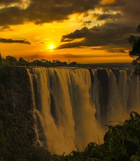 Sunrise above Victoria Falls