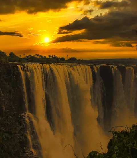 Sunrise above Victoria Falls