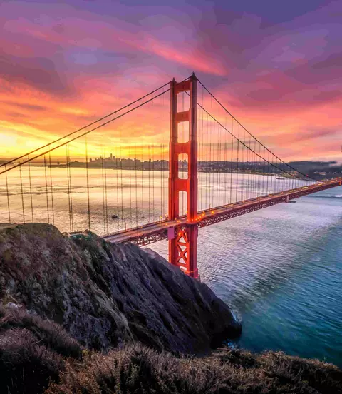 Awesome sunrise in Golden Gate Bridge, San Francisco, California, USA