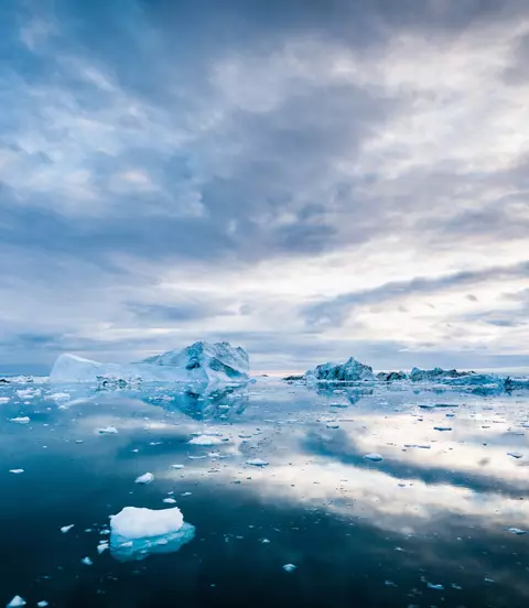 Arctic Icebergs Greenland Ilulissat Ice Fjord Morning Sunrise
