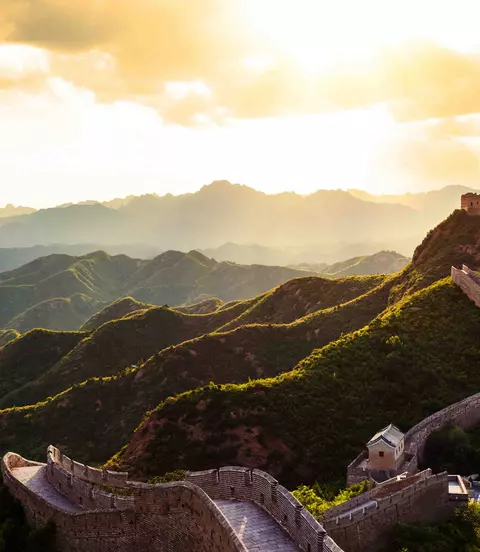 Great Wall of China under sunshine, is the largest man-made project in the world spanning over 20,000 km