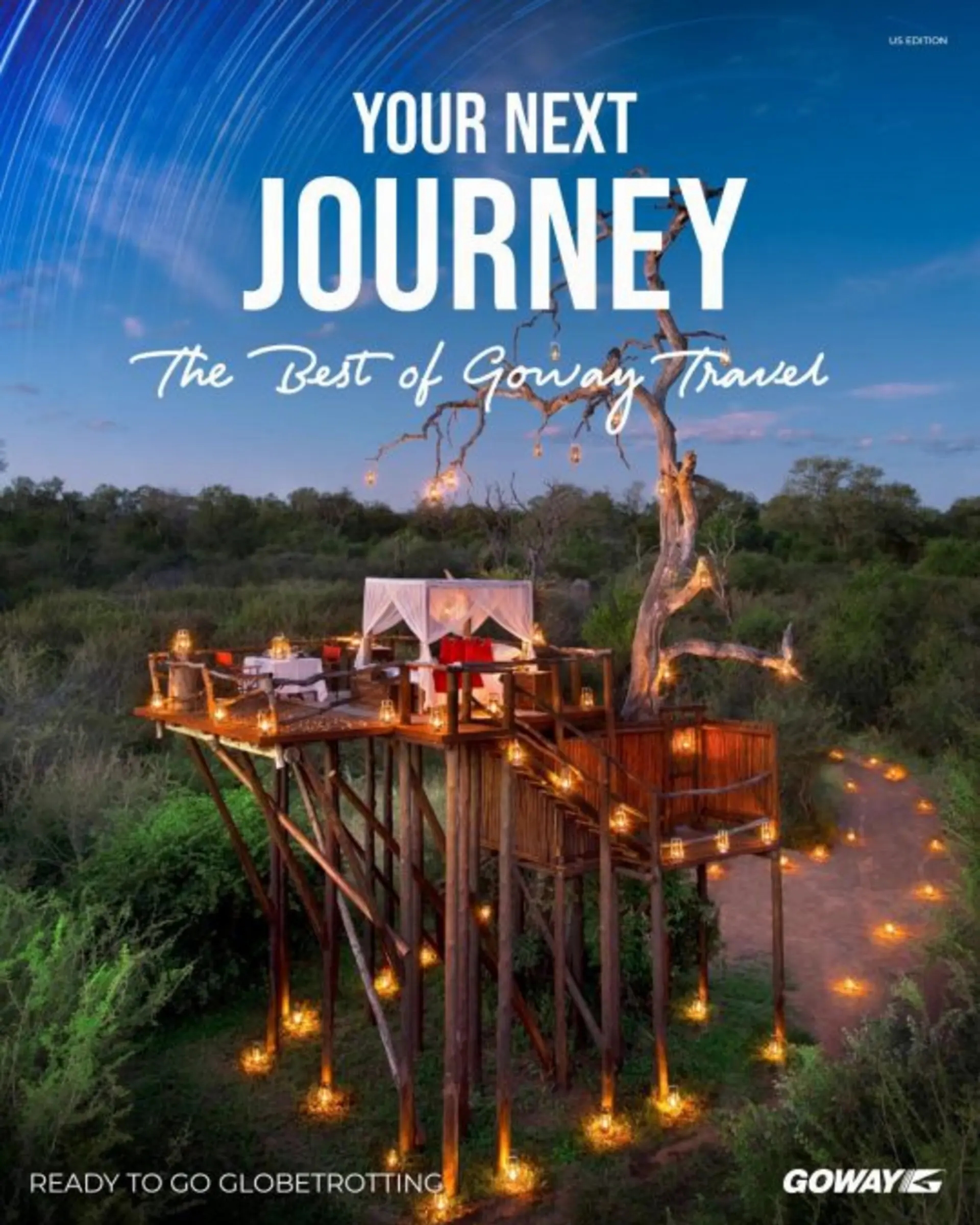 The Chalkley Treehouse at Lion Sands Game Reserve, South Africa, graces the cover of this Goway Africa brochure.