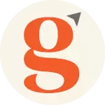 Goway brand logo, Isolated G, orange/grey