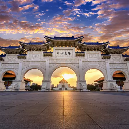 Chiang Kai Shek Memorial Hall at night in Taipei
