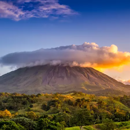 Arenal volcano under the clouds, Costa Rica