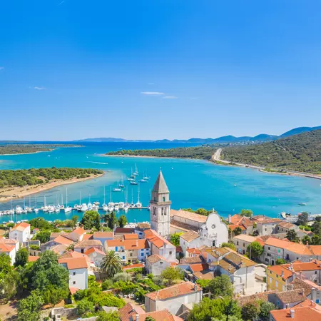 Historic town of Osor between islands Cres and Losinj