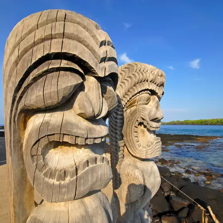 Ki'i Carving at Pu`uhonua O Honaunau, Big Island, Hawaii