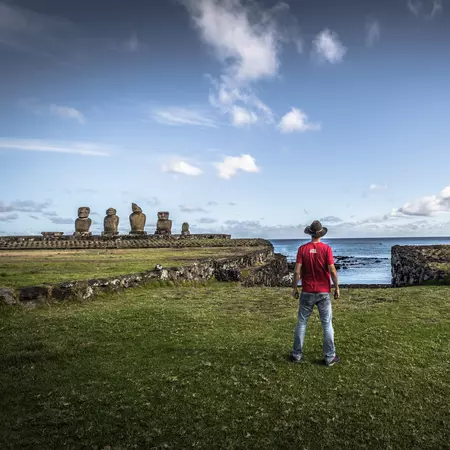 Sacred Moai altar of Ahu Tahai