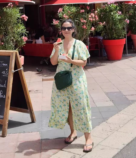 Stephanie Boisse enjoying a treat on vacation
