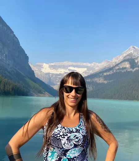 Thalita Romao at Lake Louise in Banff