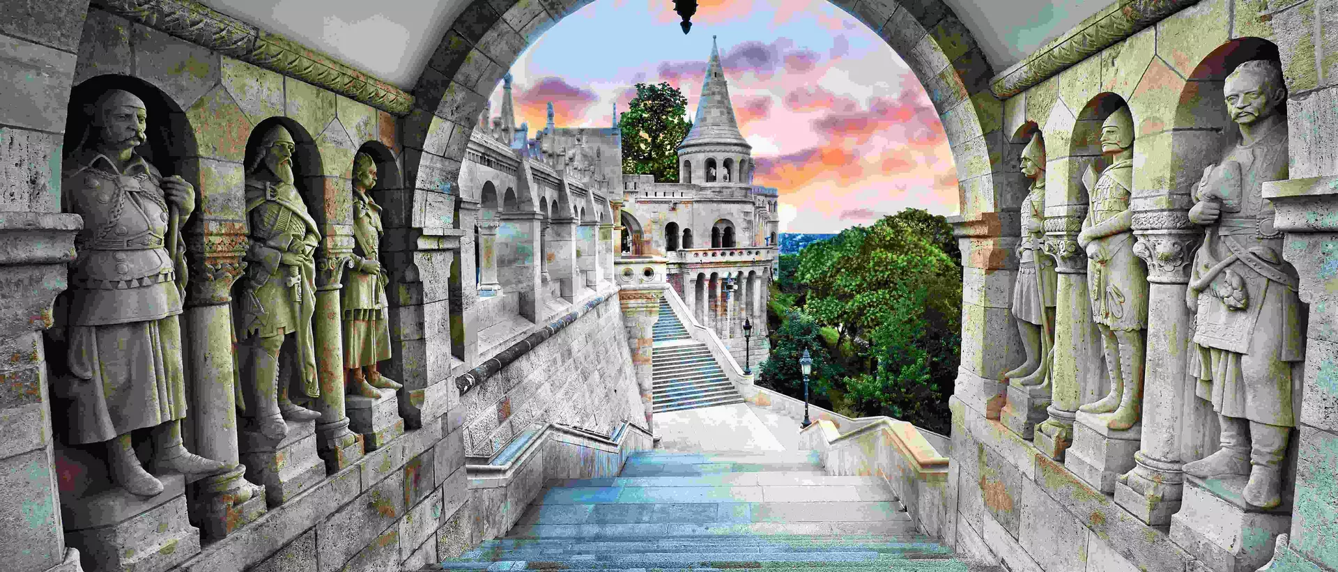 Fisherman's Bastion, a popular tourist attraction in Budapest, Hungary