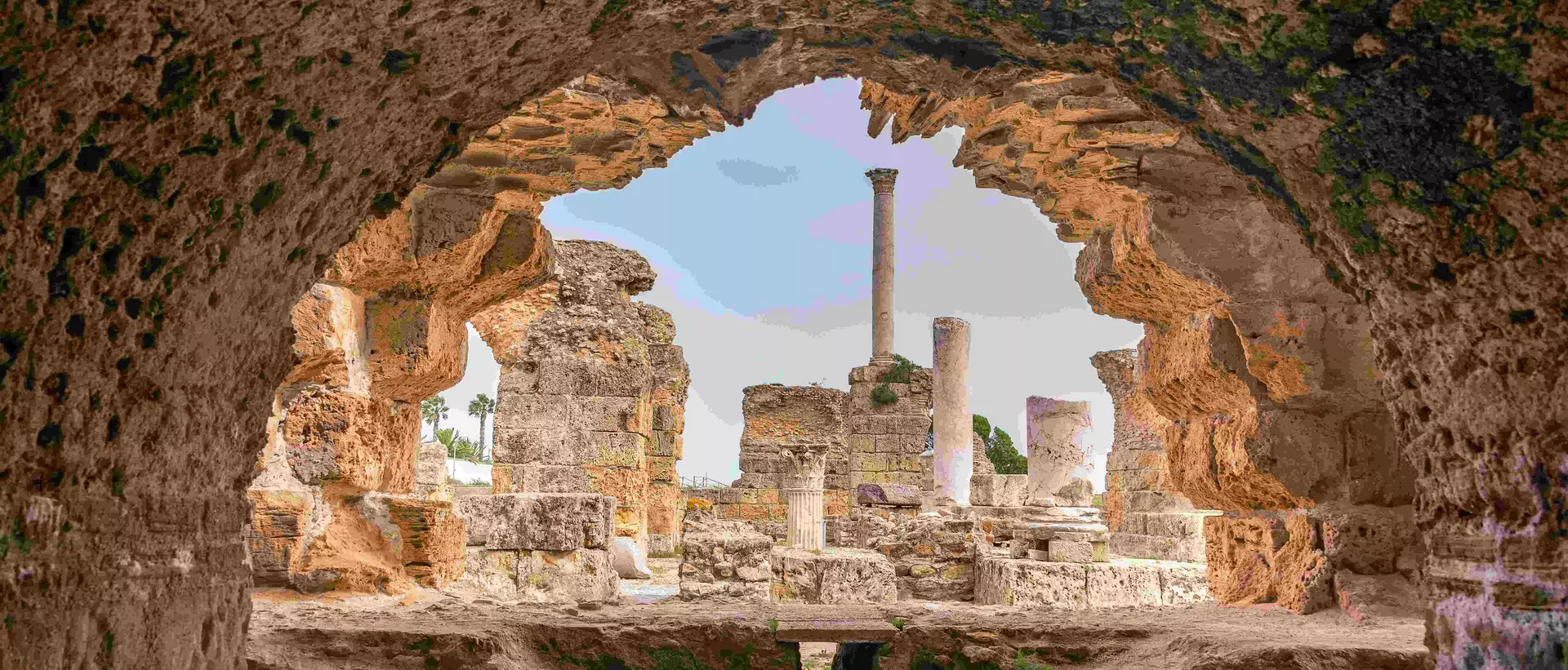 View of the Antonine Baths in the ancient city of Carthage, Tunisia.