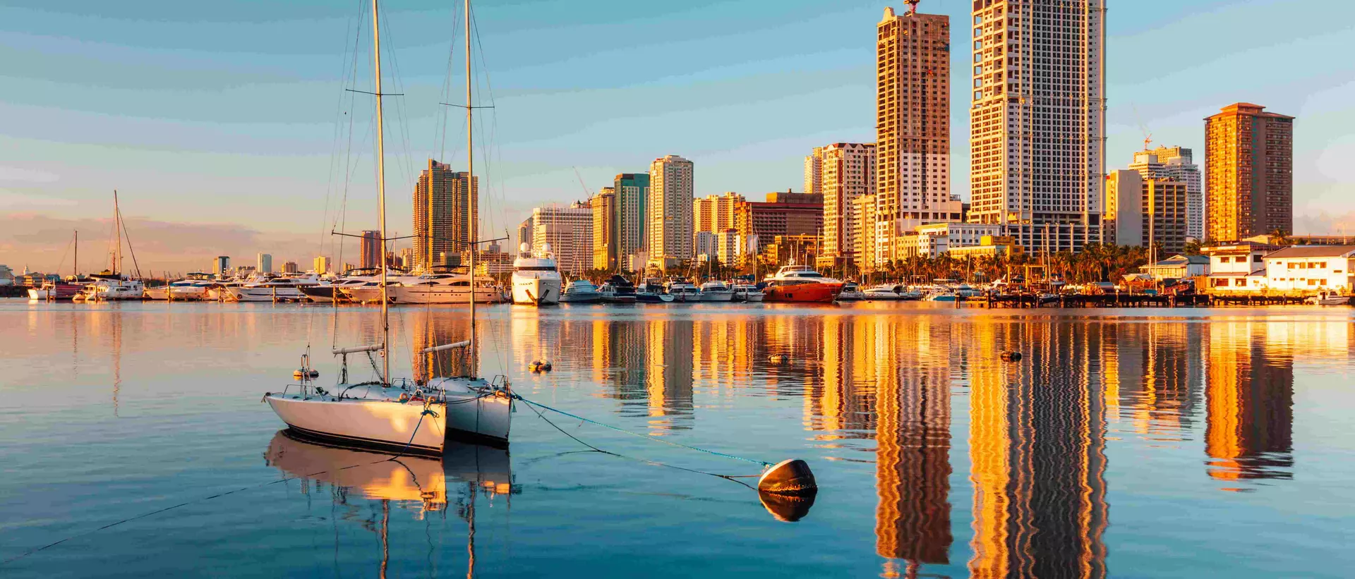 Skyline of Manila City and Manila Bay.