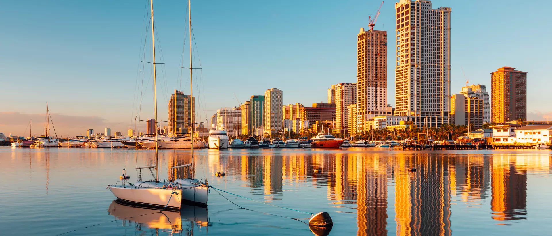 Skyline of Manila City and Manila Bay.