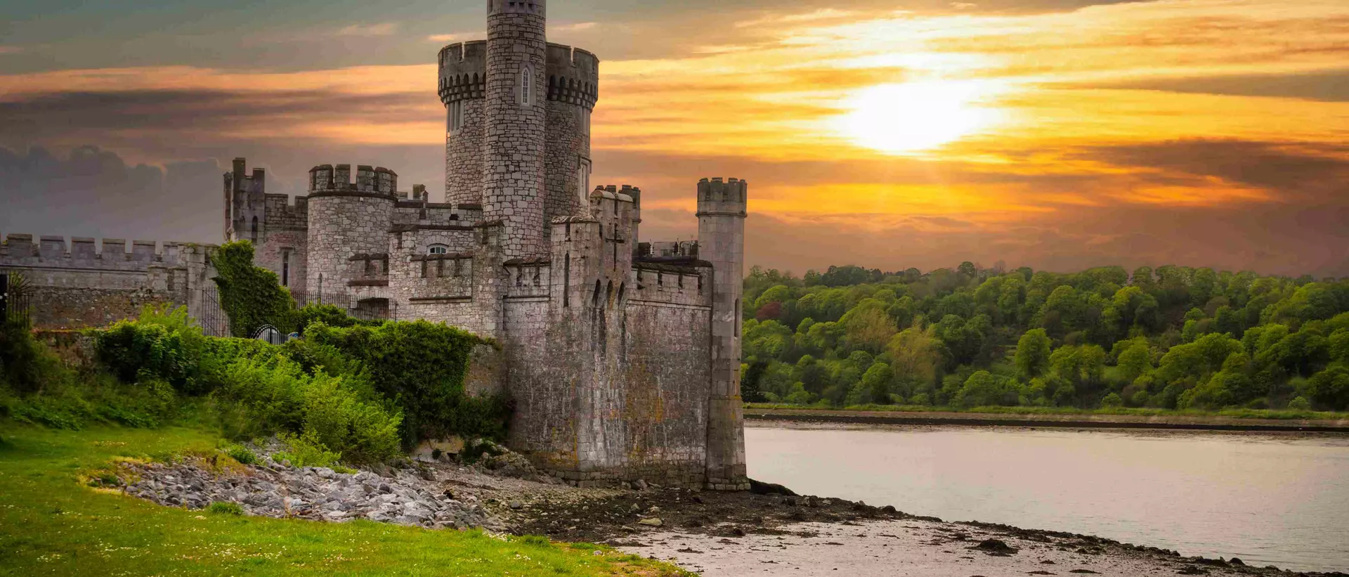 Blackrock Castle and observatory in Cork at sunset, Ireland.