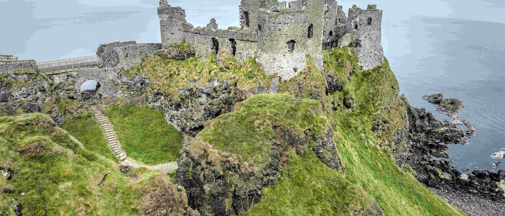 The famous old beautiful ruin of Dunluce Castle near Portrush in Northern Ireland.