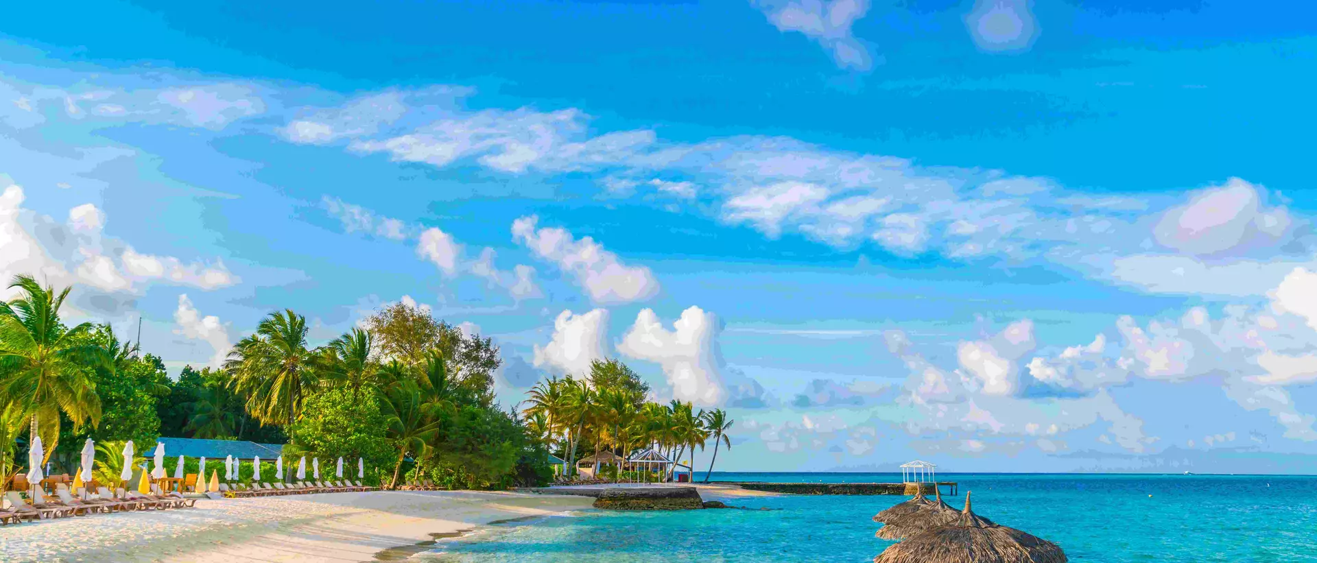 Beautiful tropical Maldives island with white sandy beach and sea