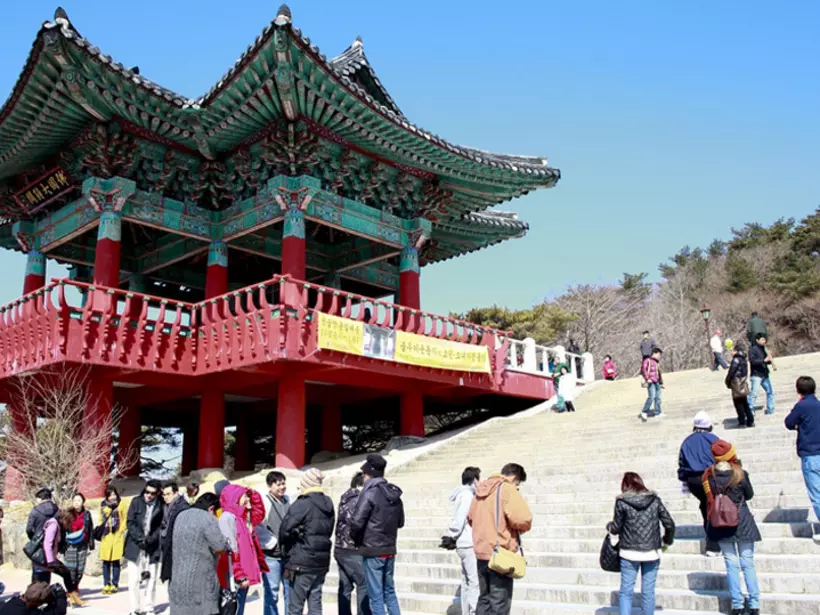 Bulguksa temple bell pavilion is a popular site to visit during your Korea vacation.