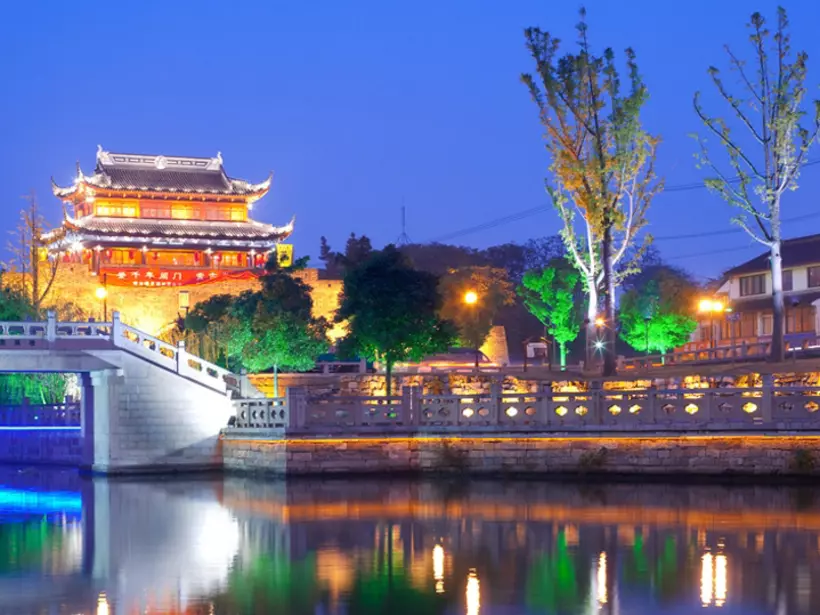 Illuminated Pagoda and canal