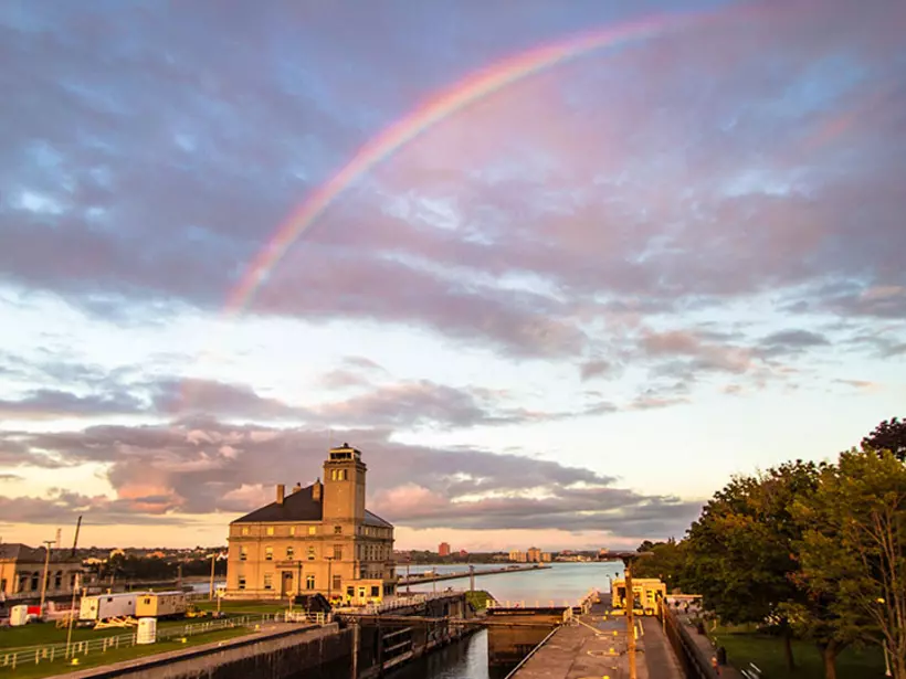 Rainbow over the Soo Locks in Sault Ste. Marie