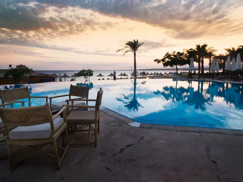 Sunset and swimming pool at Sharm el Sheikh