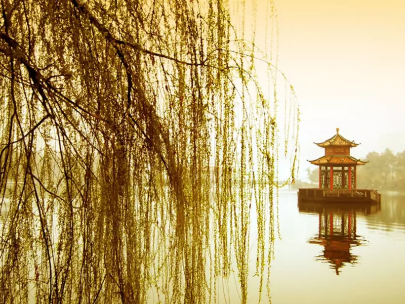 The lake and pavilion