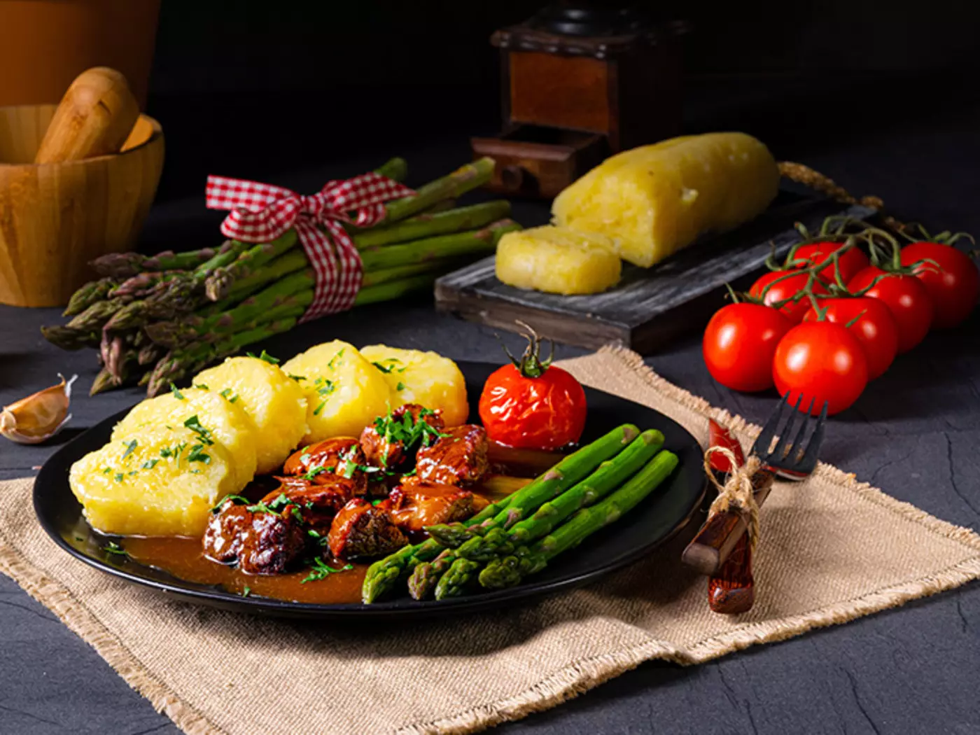 Beef goulash and dumplings