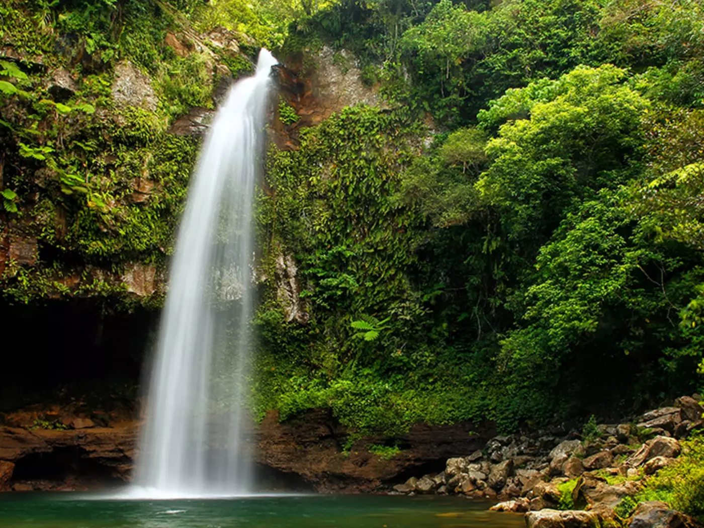 Take a dip in nature's pool at the Tavoro Waterfall, featuring upper, mid, and lower sections Take a dip in nature's pool at the Tavoro Waterfall, featuring upper, mid, and lower sections