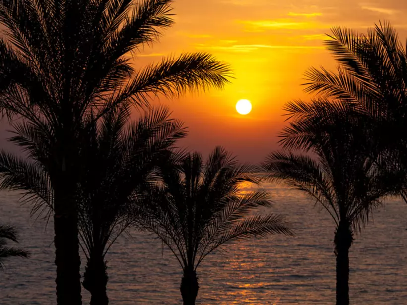 The rising sun over the Red Sea