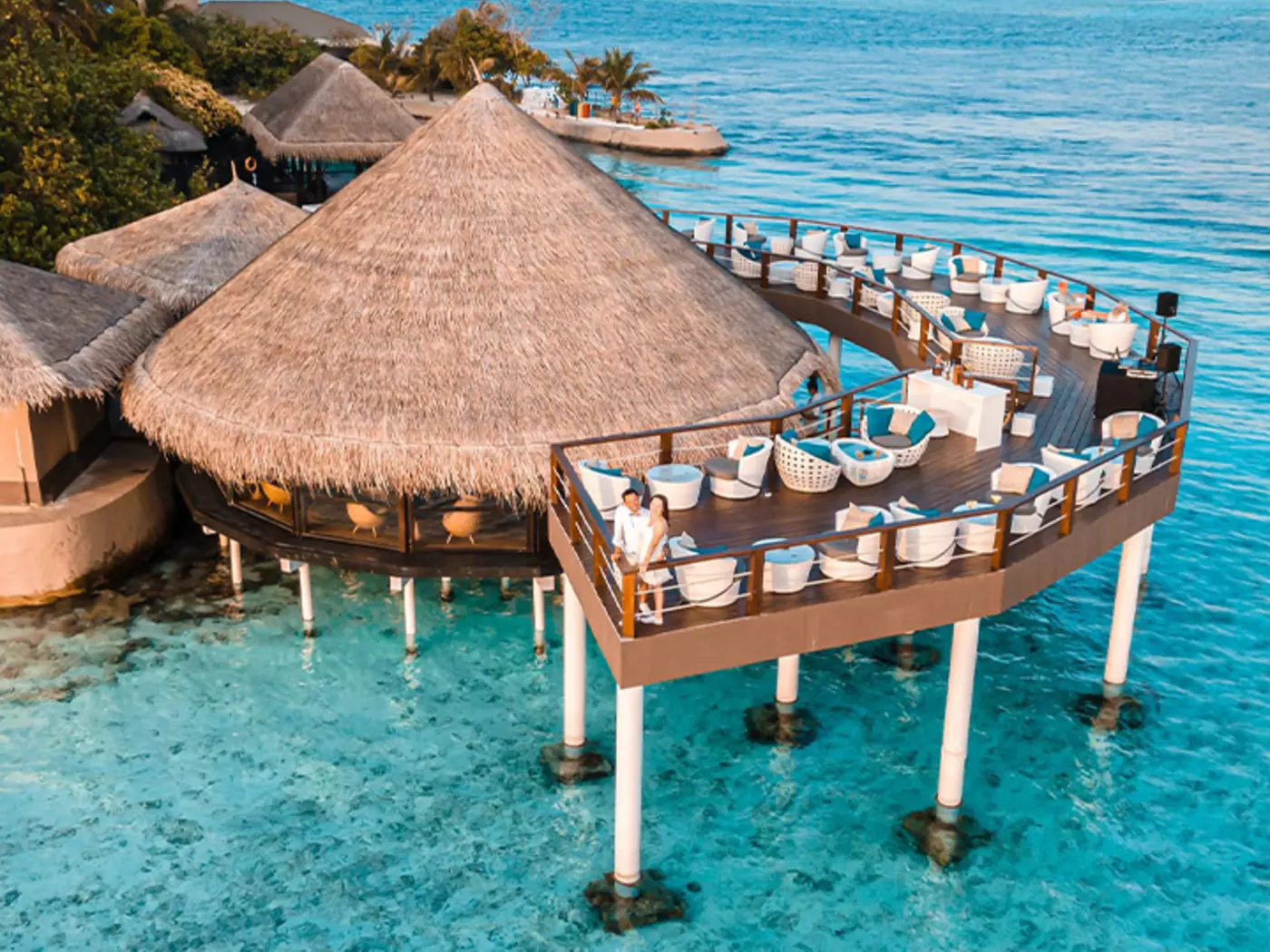 Dine with a stunning sunset view at Adaaran Prestige Vadoo