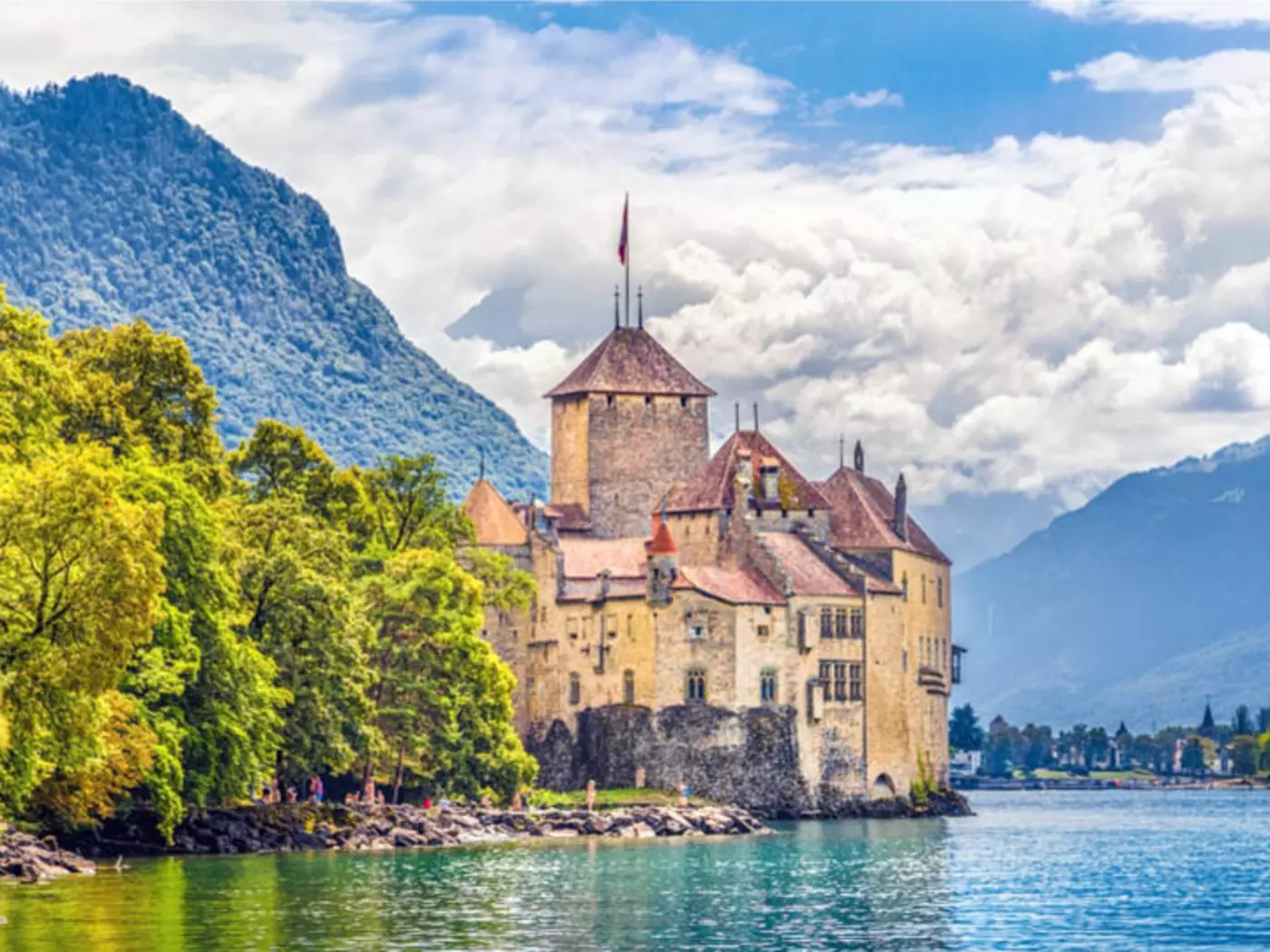 Chillon Castle on the banks of Lake Geneva is the most visited historic building in Switzerland