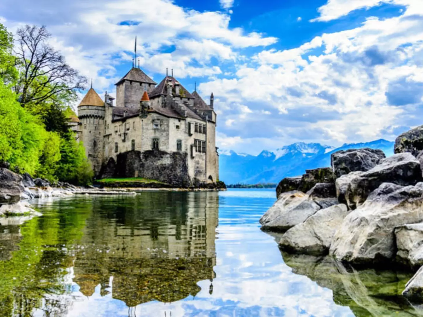 Chillon Castle on the banks of Lake Geneva is the most visited historic building in Switzerland