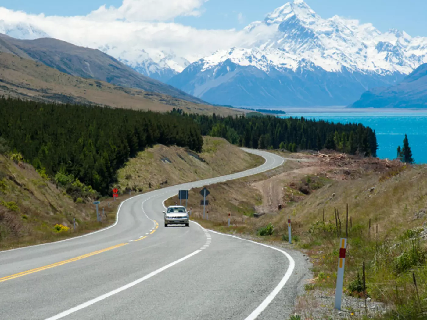 Open road with a mountain view, South Island