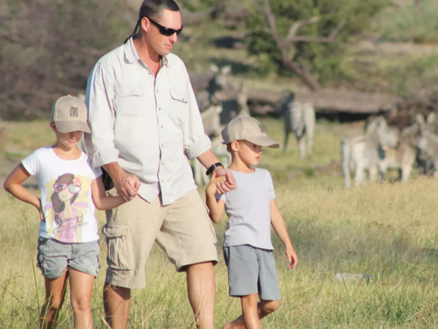 Family walking safari