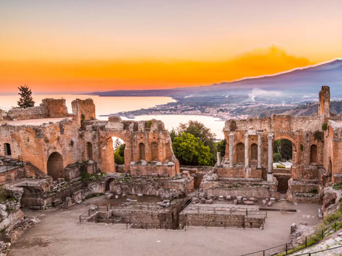 Greek Theater of Taormina was built by the Romans in the third century BC