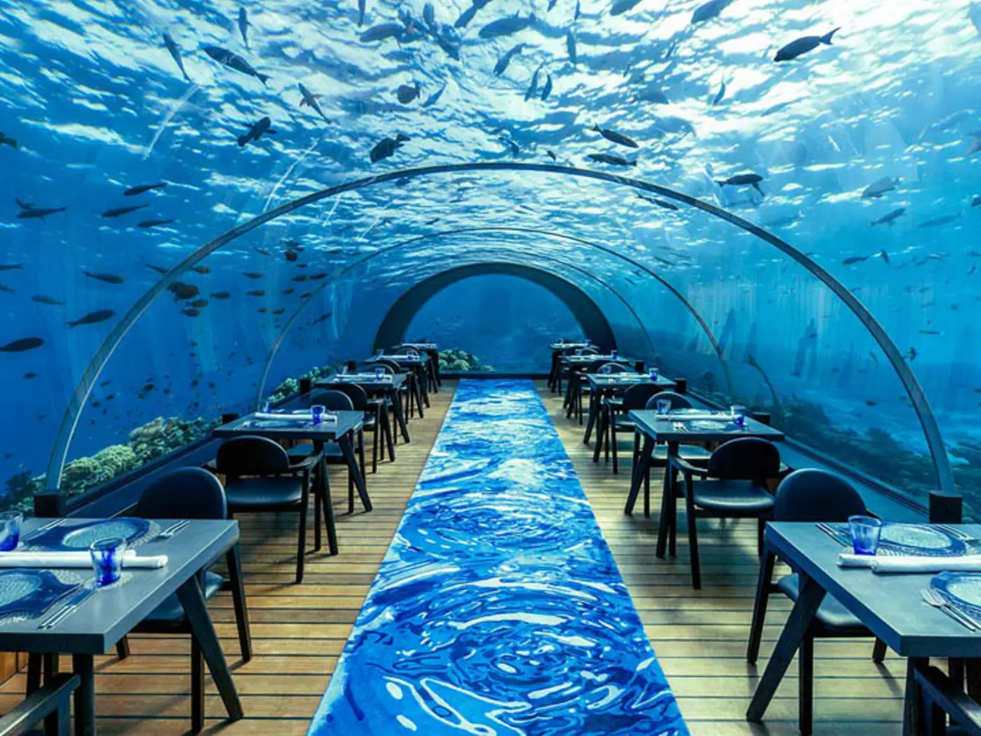 Hurawalhi Island Resort's 5.8 Undersea Restaurant is the world's largest underwater restaurant