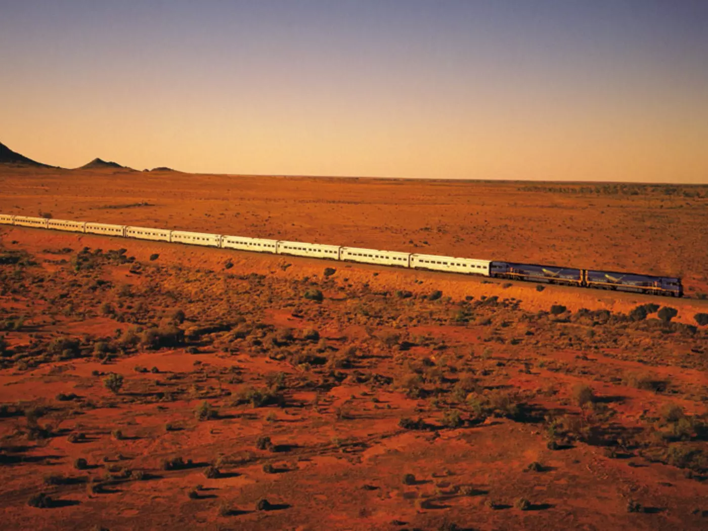 Indian Pacific Train travelling through the Outback