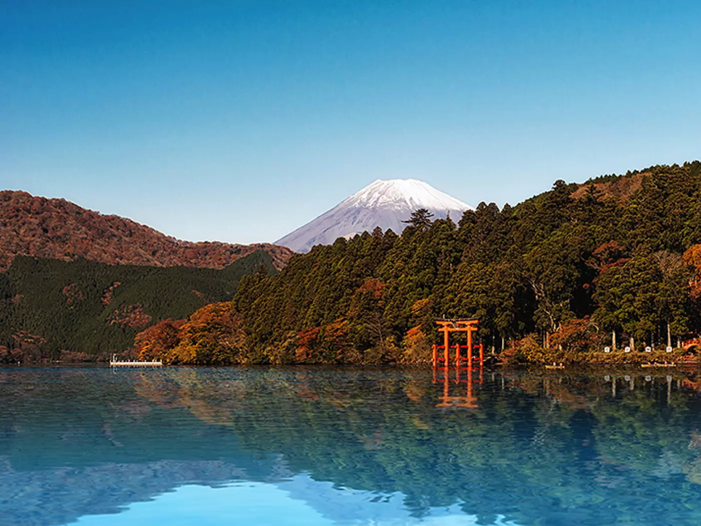 Mount Fuji Mount Fuji, Red Torii Gate and Lake Ashinoko, Hakone
