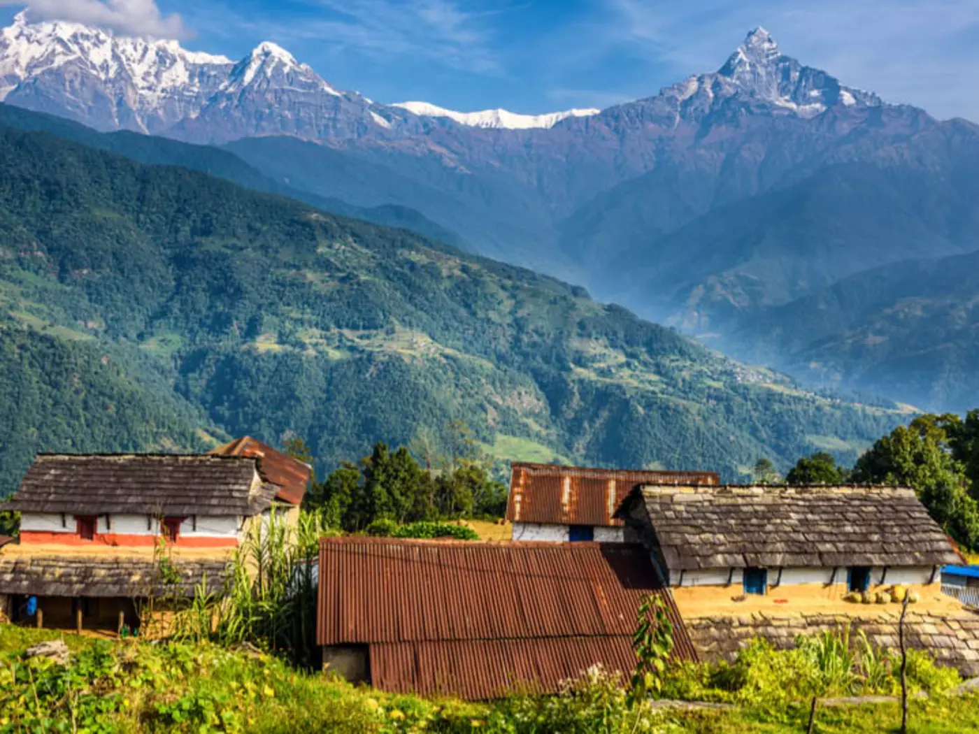 Nepalese Village in the Himalaya Mountains near Pokhara