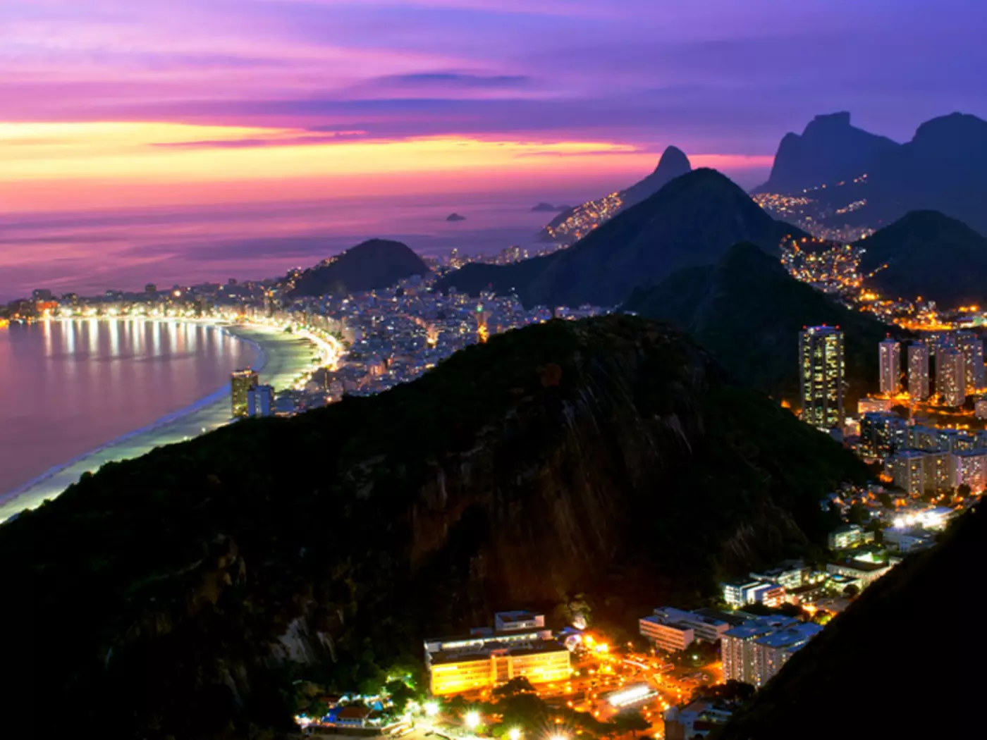 Night View of Copacabana Beach, Rio de Janeiro