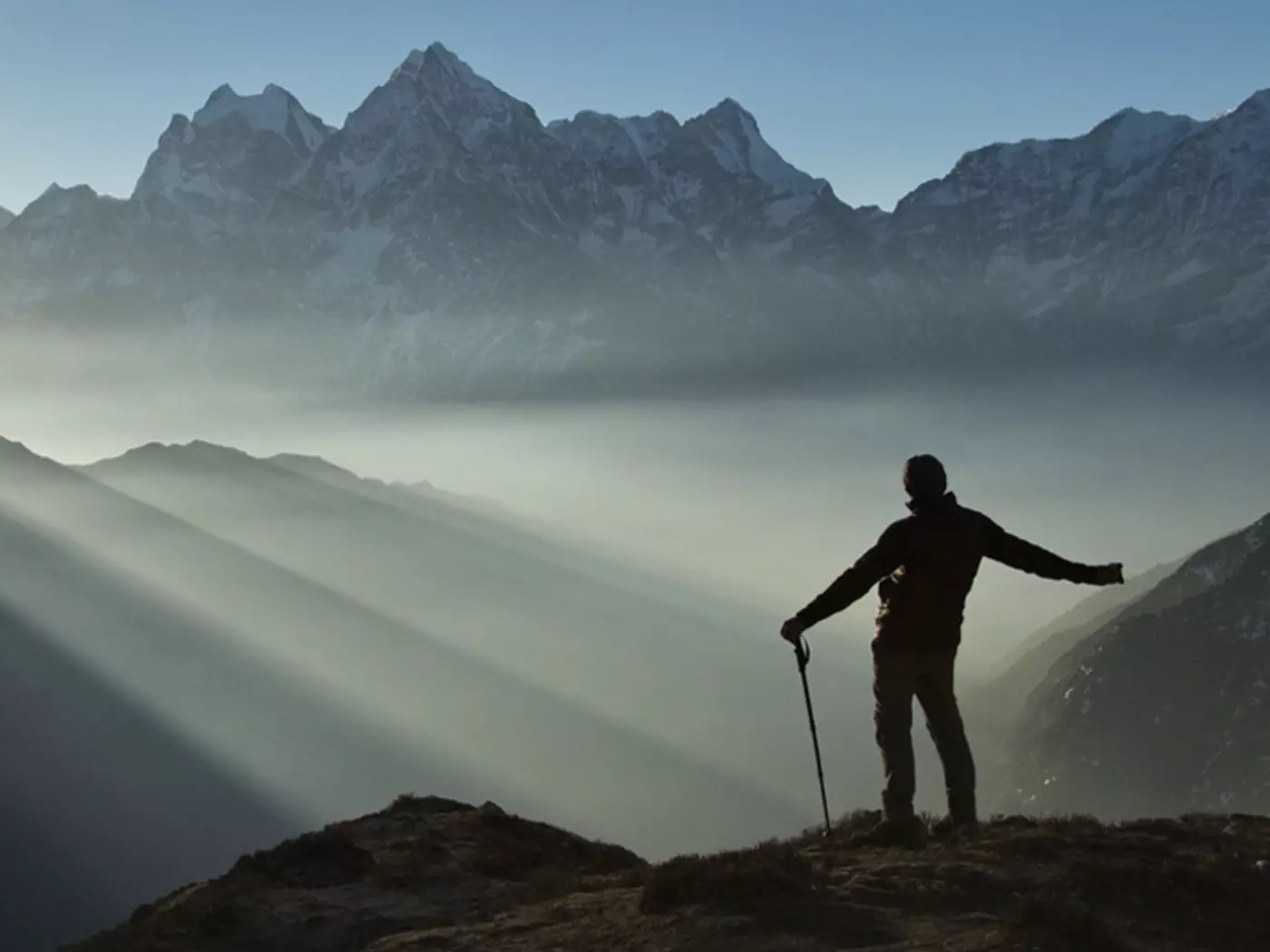Pierced by the light. Nepal, Himalaya. Sagarmatha National Park