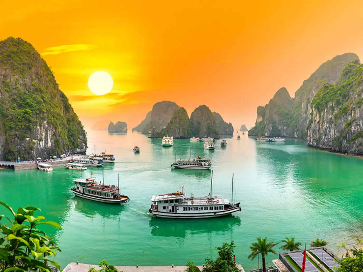 A UNESCO World Heritage Site, Halong Bay is known for its emerald waters and towering limestone islands