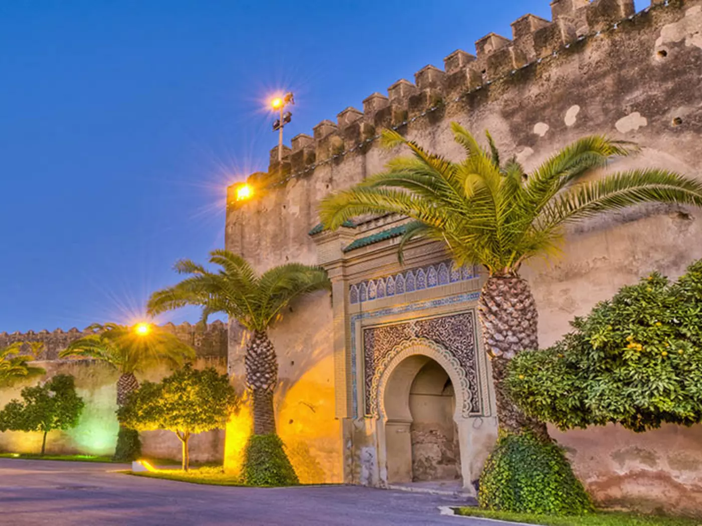 Sunset on Imperial City door at Meknes