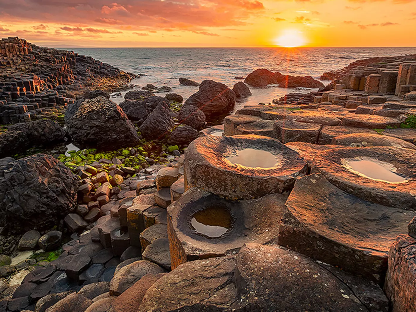 The Giant's Causeway Composed of over 40,000 interlocking basalt columns, the Giant's Causeway is the result of an ancient volcanic activity