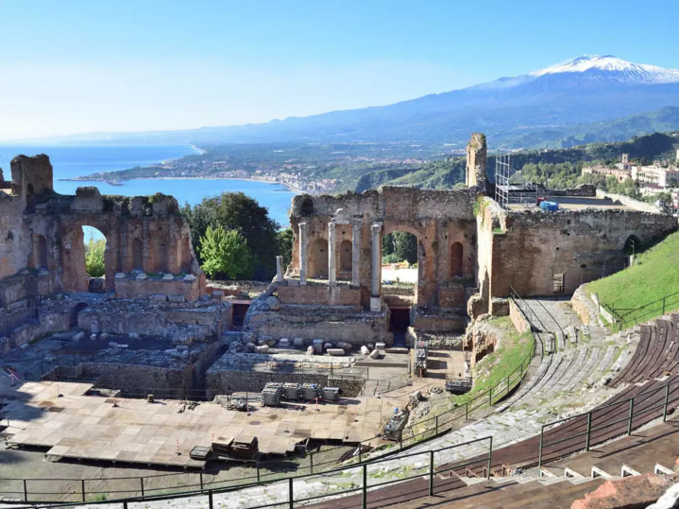 The Greek theatre of Taormina was transformed during the Roman times for games and gladiatorial battles